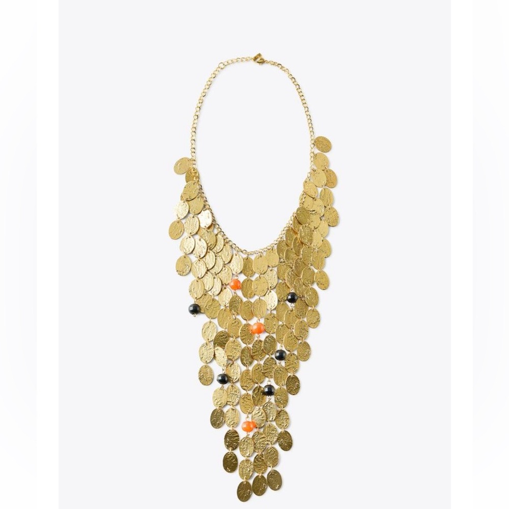 BNWT ZARA Beaded Coin Waterfall Necklace